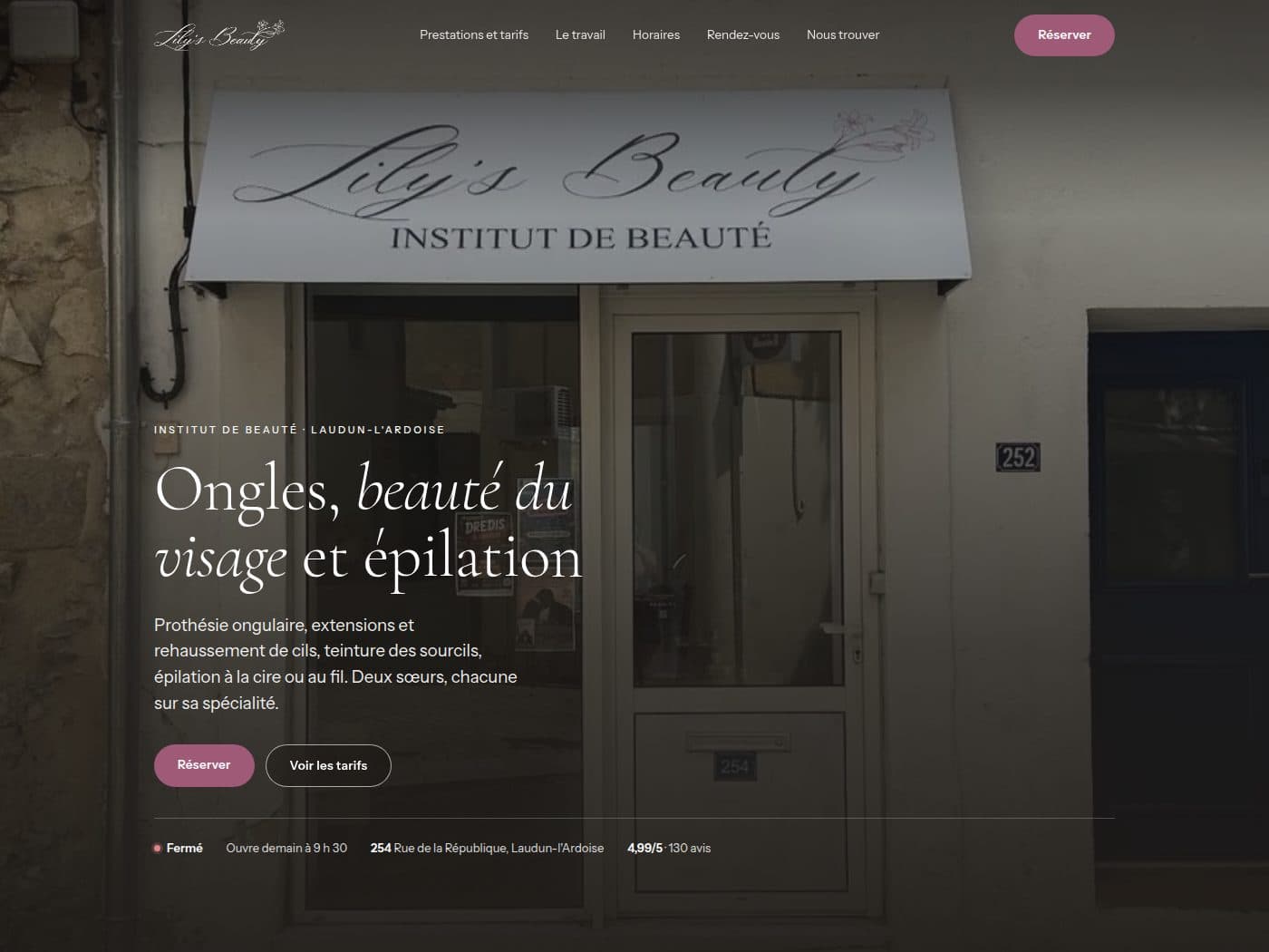 Aperçu du site réalisé pour Lily's Beauty